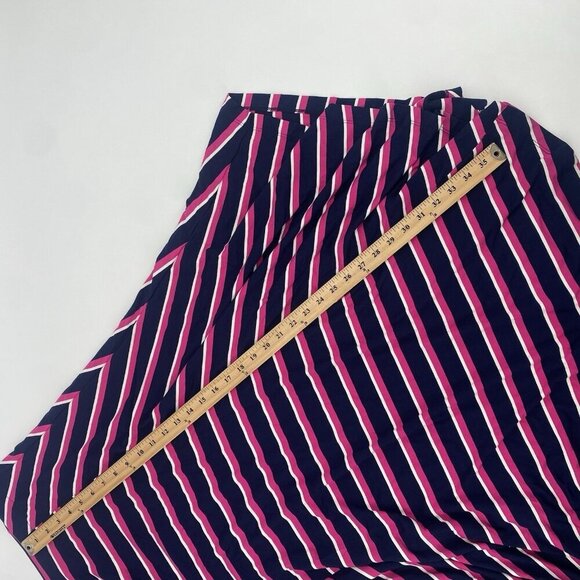 Chicos Multi-Colored Striped Maxi Skirt Size 2 US 12/14Pink Navy Pull On Stretch - Picture 6 of 8
